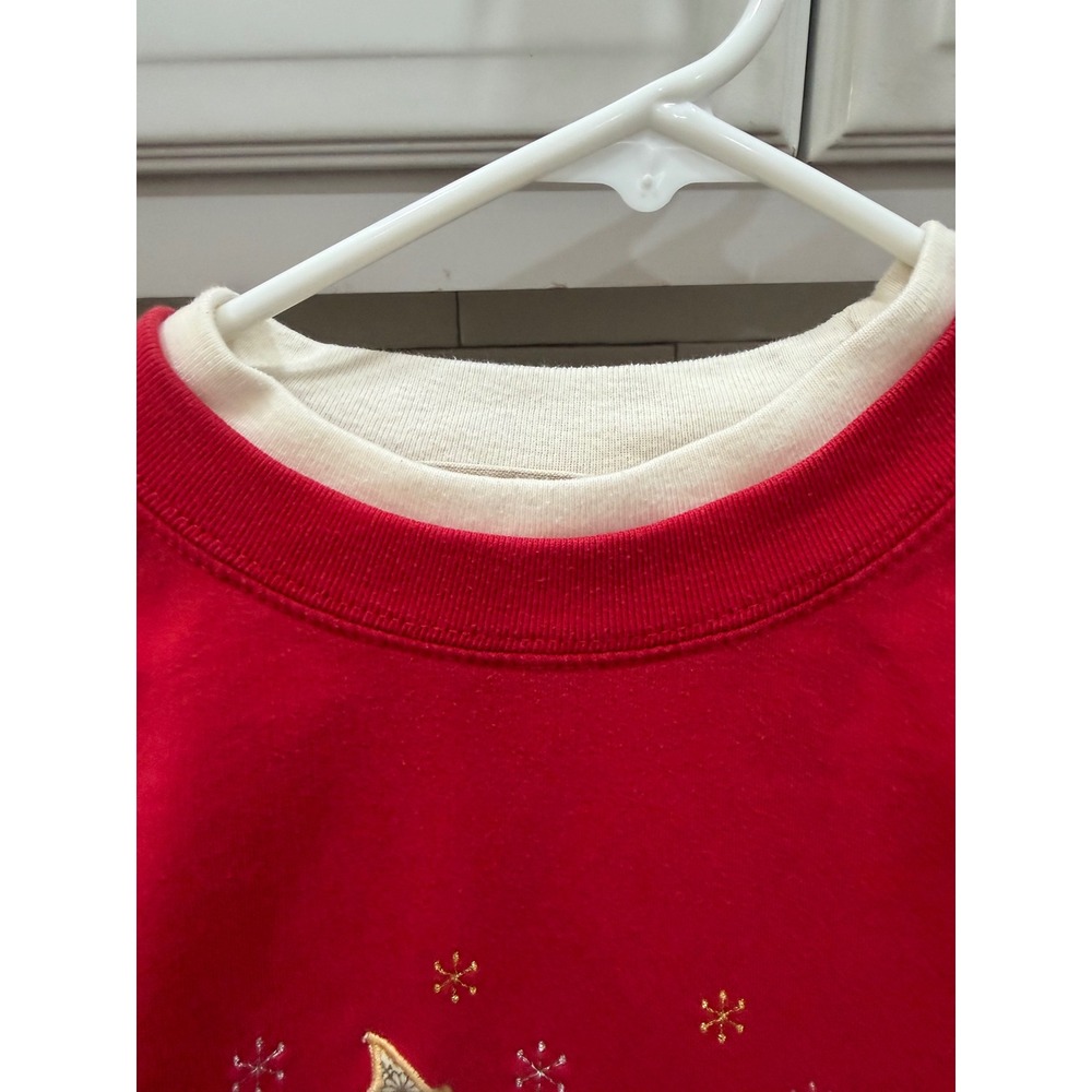 M&C Sportswear Red Cardinal Embroidered Sweatshirt Mock Neck Vintage Medium - Picture 3 of 9
